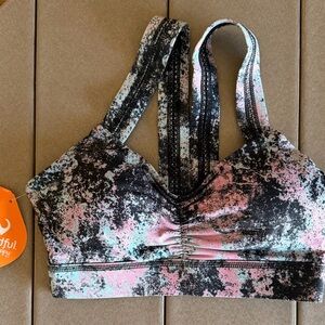 NWT HANDFUL Women's Y-BACK BRA XS Black and Pink
